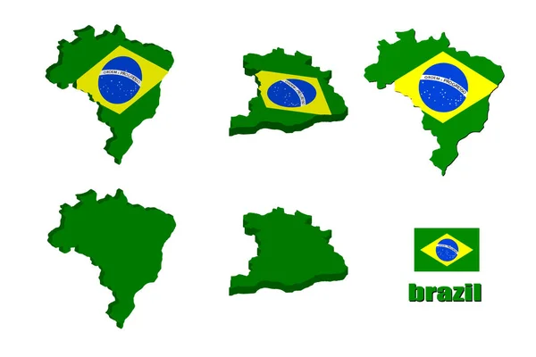 Brasil Mapa Sobre Fondo Blanco Ilustración Vectorial — Archivo Imágenes Vectoriales