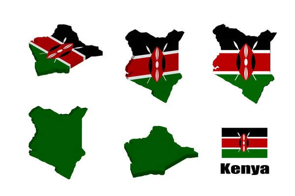 Kenya Térkép Fehér Háttérrel Vektor Illusztráció — Stock Vector