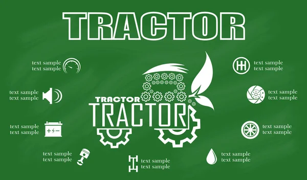 Serviço Trator Reparação Infográficos Ilustração Vetorial — Vetor de Stock