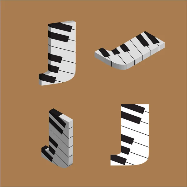 アブストラクトベクトルアルファベット Jはピアノ製 アルファベットセット — ストックベクタ