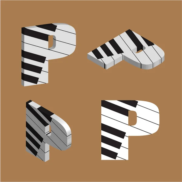 抽象ベクトルアルファベット Pはピアノ製 アルファベットセット — ストックベクタ