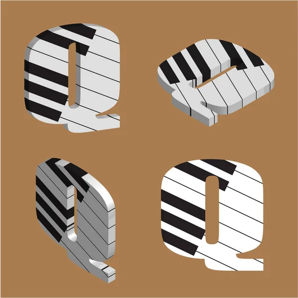 アブストラクトベクトルアルファベット Qはピアノ製 アルファベットセット — ストックベクタ
