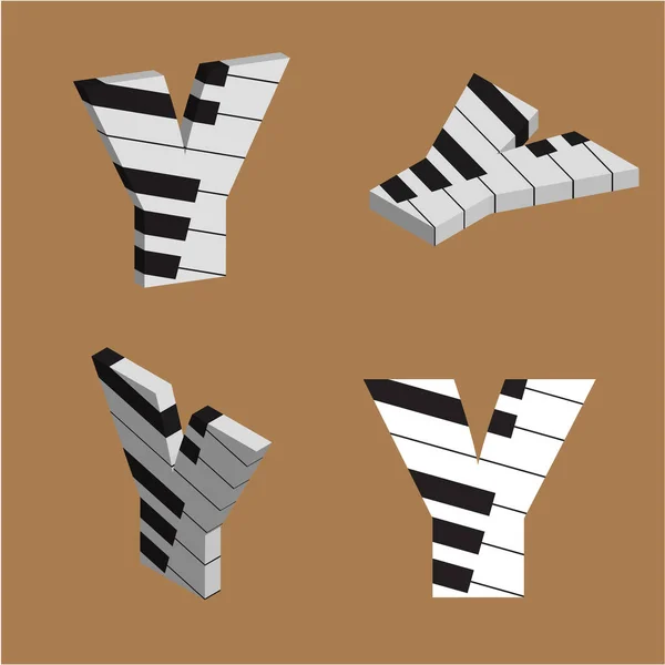 Alphabet Vectoriel Abstrait Fabriqué Partir Piano Alphabet — Image vectorielle
