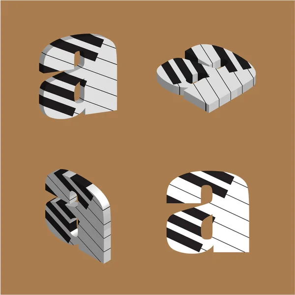 アブストラクトベクトルアルファベット ピアノ製 アルファベットセット — ストックベクタ