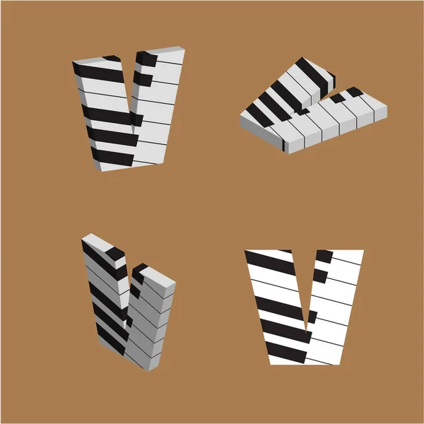 Alfabeto Vectorial Abstracto Hecho Piano Conjunto Alfabetos — Archivo Imágenes Vectoriales