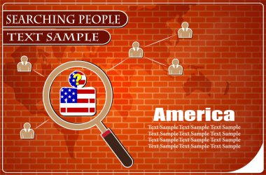 Amerikan bayrağından yapılmış insanları araştıran ikon, vektör illüstrasyonu