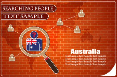 Avustralya bayrağından yapılmış insanları araştıran simge, vektör illüstrasyonu