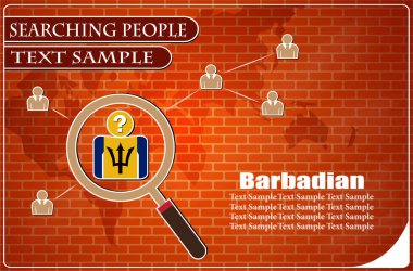 Barbadian bayrağından yapılmış insanları araştıran simge, vektör illüstrasyonu