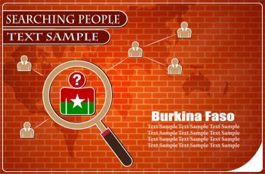 Burkina Faso bayrağından yapılmış insanları araştıran simge, vektör illüstrasyonu