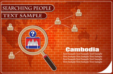 Kamboçya bayrağından yapılmış insanları araştıran simge, vektör illüstrasyonu