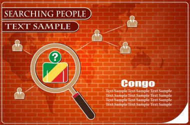 Kongo bayrağından yapılmış insanları araştıran simge, vektör illüstrasyonu