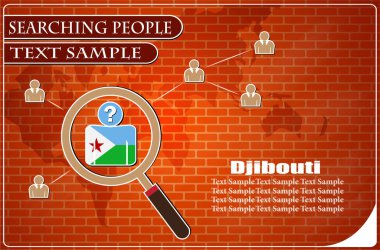 Cibuti bayrağından yapılmış insanları araştıran simge, vektör illüstrasyonu