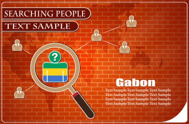 Gabon bayrağından yapılmış insanları araştıran simge, vektör illüstrasyonu
