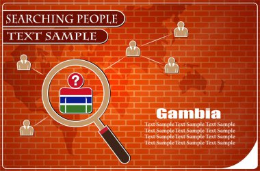 Gambiya bayrağından yapılmış insanları araştıran simge, vektör illüstrasyonu