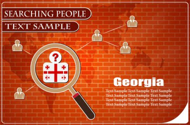 Gürcistan bayrağından yapılmış insanları araştıran simge, vektör illüstrasyonu