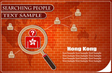 Hong Kong bayrağından yapılmış insanları araştıran simge, vektör illüstrasyonu