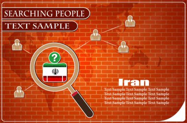 İran bayrağından yapılmış insanları araştıran simge, vektör illüstrasyonu