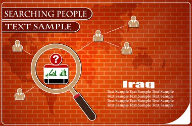 Irak bayrağından yapılmış insanları araştıran simge, vektör illüstrasyonu