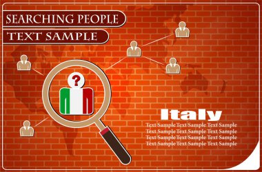 İtalya bayrağından yapılmış insanları araştıran simge, vektör illüstrasyonu