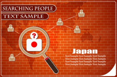 Japonya bayrağından yapılmış insanları araştıran simge, vektör illüstrasyonu