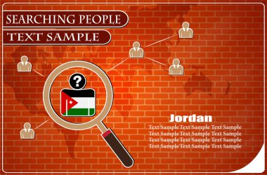 Ürdün bayrağından yapılmış insanları araştıran simge, vektör illüstrasyonu