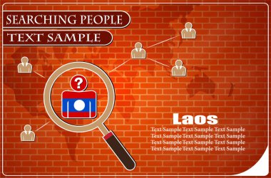 Laos bayrağından yapılmış insanları araştıran simge, vektör illüstrasyonu