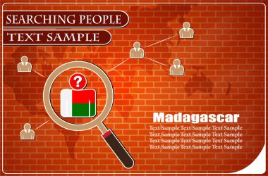 Madagaskar bayrağından yapılmış insanları araştıran simge, vektör illüstrasyonu