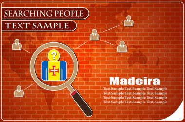 Madeira bayrağından yapılmış insanları araştıran simge, vektör illüstrasyonu