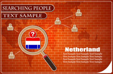 Hollanda bayrağından yapılmış insanları araştıran simge, vektör illüstrasyonu