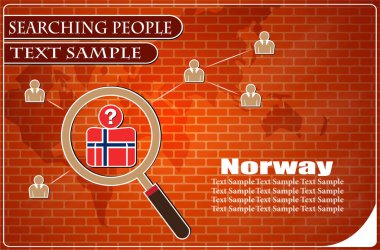 Norveç bayrağından yapılmış insanları araştıran simge, vektör illüstrasyonu