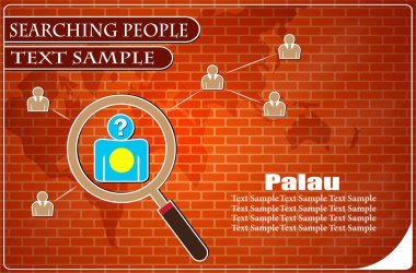 Palau bayrağından yapılmış insanları araştıran simge, vektör illüstrasyonu