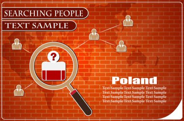 Polonya bayrağından yapılmış insanları araştıran simge, vektör illüstrasyonu