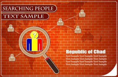 Çad Cumhuriyeti bayrağından yapılmış insanları araştıran ikon, vektör illüstrasyonu