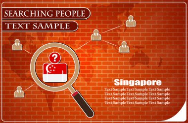 Singapur bayrağından yapılmış insanları araştıran simge, vektör illüstrasyonu