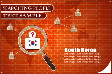 Güney Kore bayrağından yapılmış insanları araştıran simge, vektör illüstrasyonu