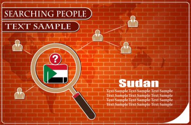 Sudan bayrağından yapılmış insanları araştıran simge, vektör illüstrasyonu