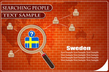 İsveç bayrağından yapılmış insanları araştıran simge, vektör illüstrasyonu