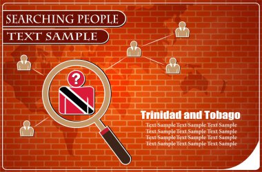Trinidad ve Tobago bayrağından yapılmış insanları araştıran simge, vektör illüstrasyonu