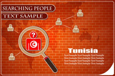 Tunus bayrağından yapılmış insanları araştıran simge, vektör illüstrasyonu