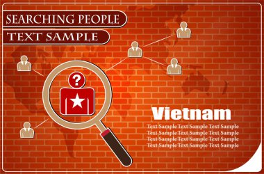 Vietnam bayrağından yapılmış insanları araştıran ikon, vektör illüstrasyonu