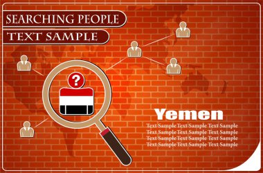 Yemen bayrağından yapılmış insanları araştıran simge, vektör illüstrasyonu