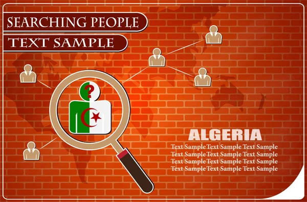 Cezayir bayrağı, vektör illüstrasyonundan yapılmış insanları araştıran simge