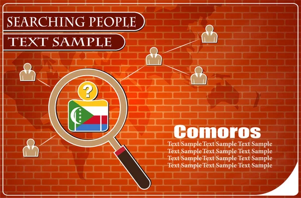 Comoros bayrağından yapılmış insanları araştıran simge, vektör illüstrasyonu