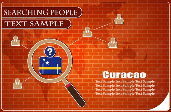 Curacao bayrağından yapılmış insanları araştıran simge, vektör illüstrasyonu