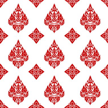 Tayland desenli kusursuz desen, Vektör desen çizimi.
