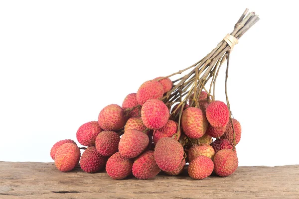 Group Fresh Lychee Isolated White Background — Foto de Stock