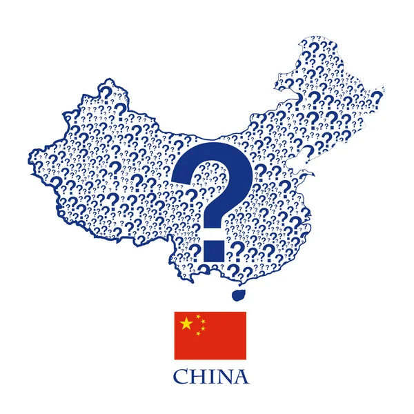 Флаг Карты Китая Вопросительного Знака — стоковый вектор