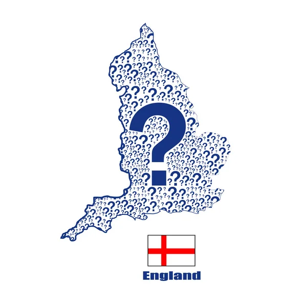 Inghilterra Mappa Bandiera Fatta Punto Interrogativo — Vettoriale Stock