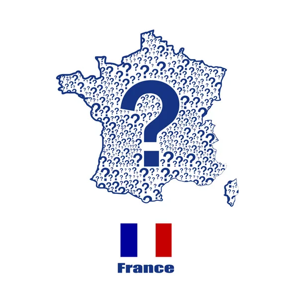 Mapa Francia Bandera Hecha Signo Interrogación — Vector de stock