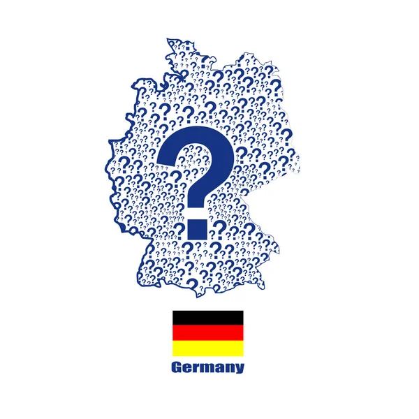 Alemania Mapa Bandera Hecha Signo Interrogación — Archivo Imágenes Vectoriales